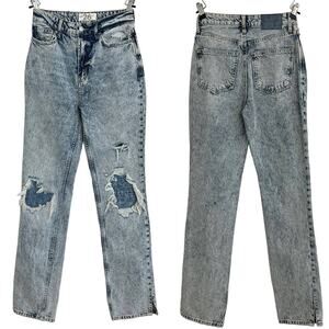 Free People My Own Lane Denim Jeans Straight Leg High Rise Distressed | Size 26